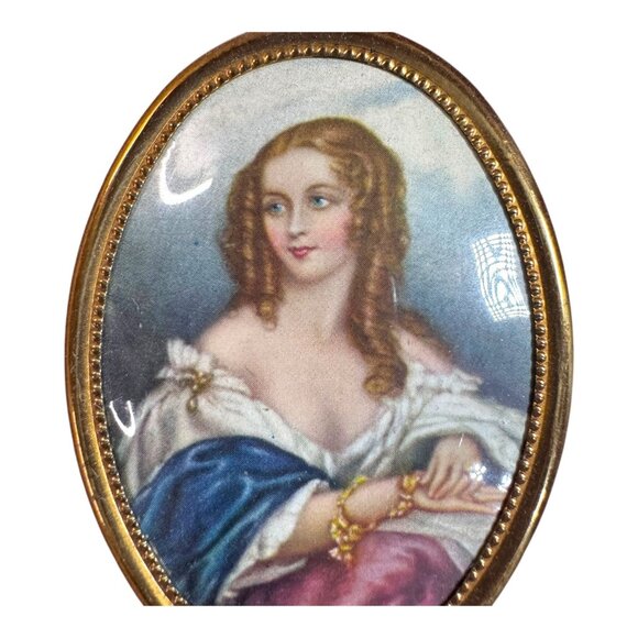 Vintage CAMEO CREATION Wall Plaque Lady Cynthia Capel By John Hayter Oval Glass - Picture 2 of 6